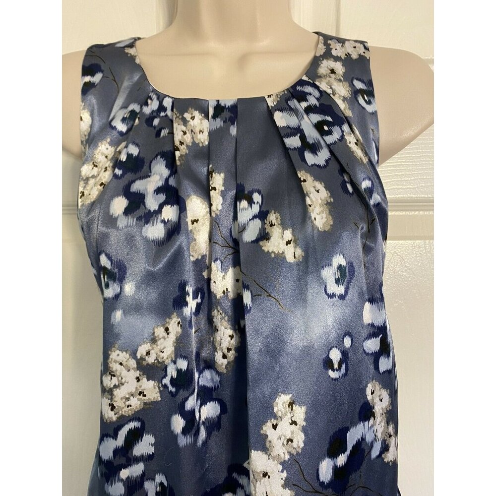 APT 9 Women's PXL sleeveless side tie tank Floral print blue and white polyester - Picture 5 of 11